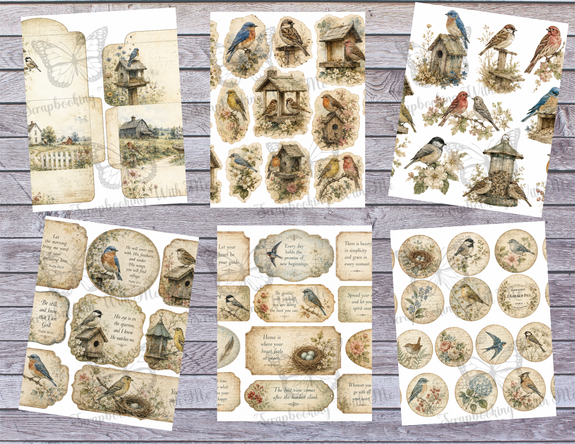 PRINT & SHIP New! Country Birds & Botanicals Journal Kit ~ 30 pages by Melina
