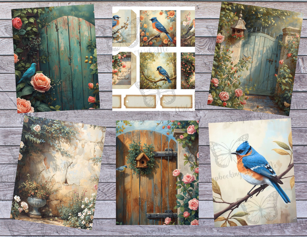 The Garden Gate – Vintage Garden Digital Junk Journal 30 pages by M