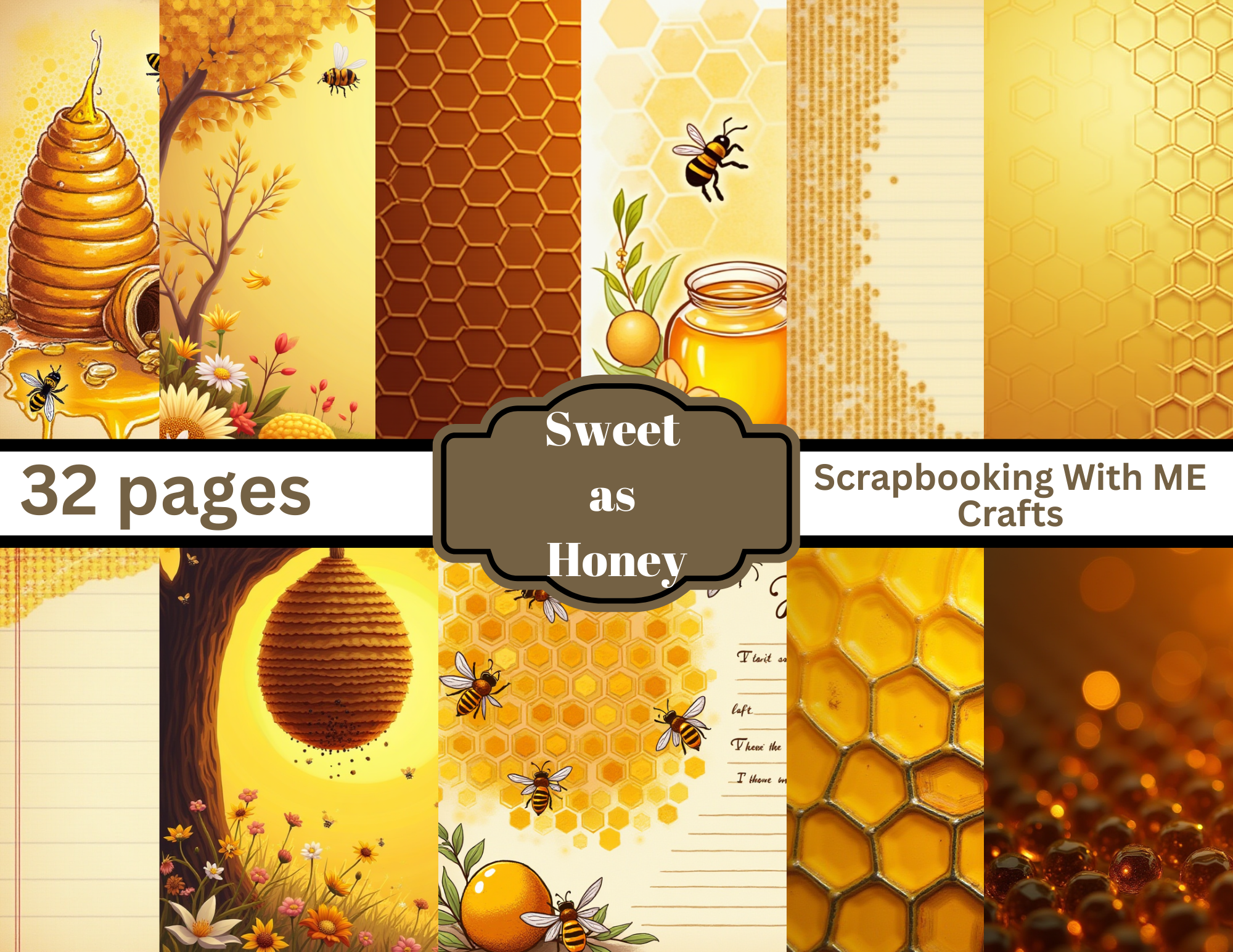 Sweet as Honey – Honey Bee Junk Journal Pages  (32 Pages)
