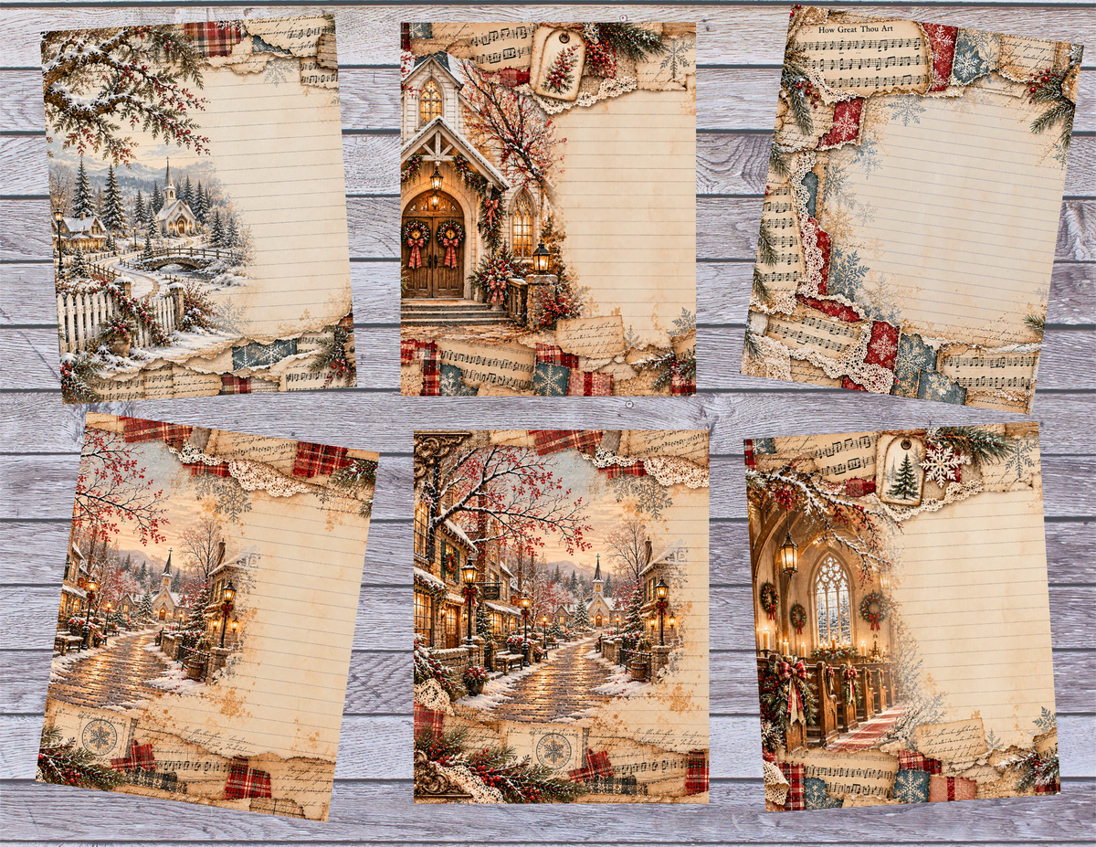 New! Little Winter Church by Elisha – 29 Page Vintage Christmas Junk Journal Kit with Ephemera
