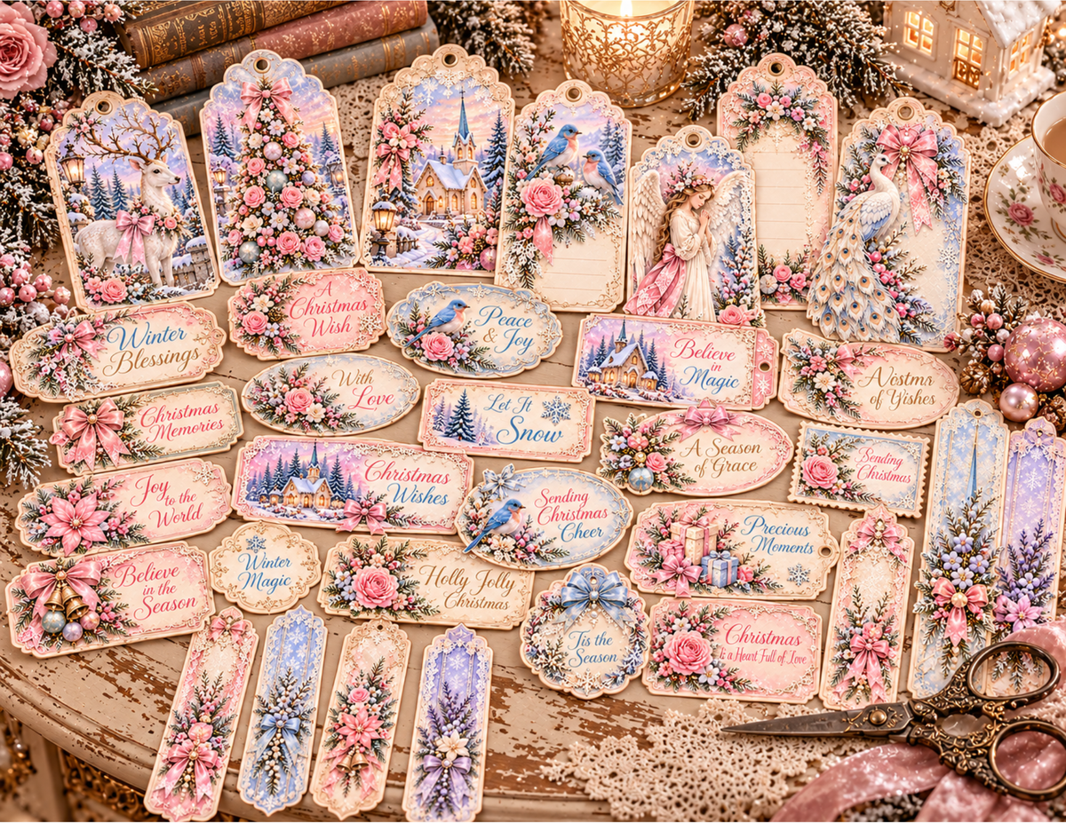 NEW! Winter Wishes by E – 29 page Vintage Christmas Digital Junk Journal & Ephemera Collection