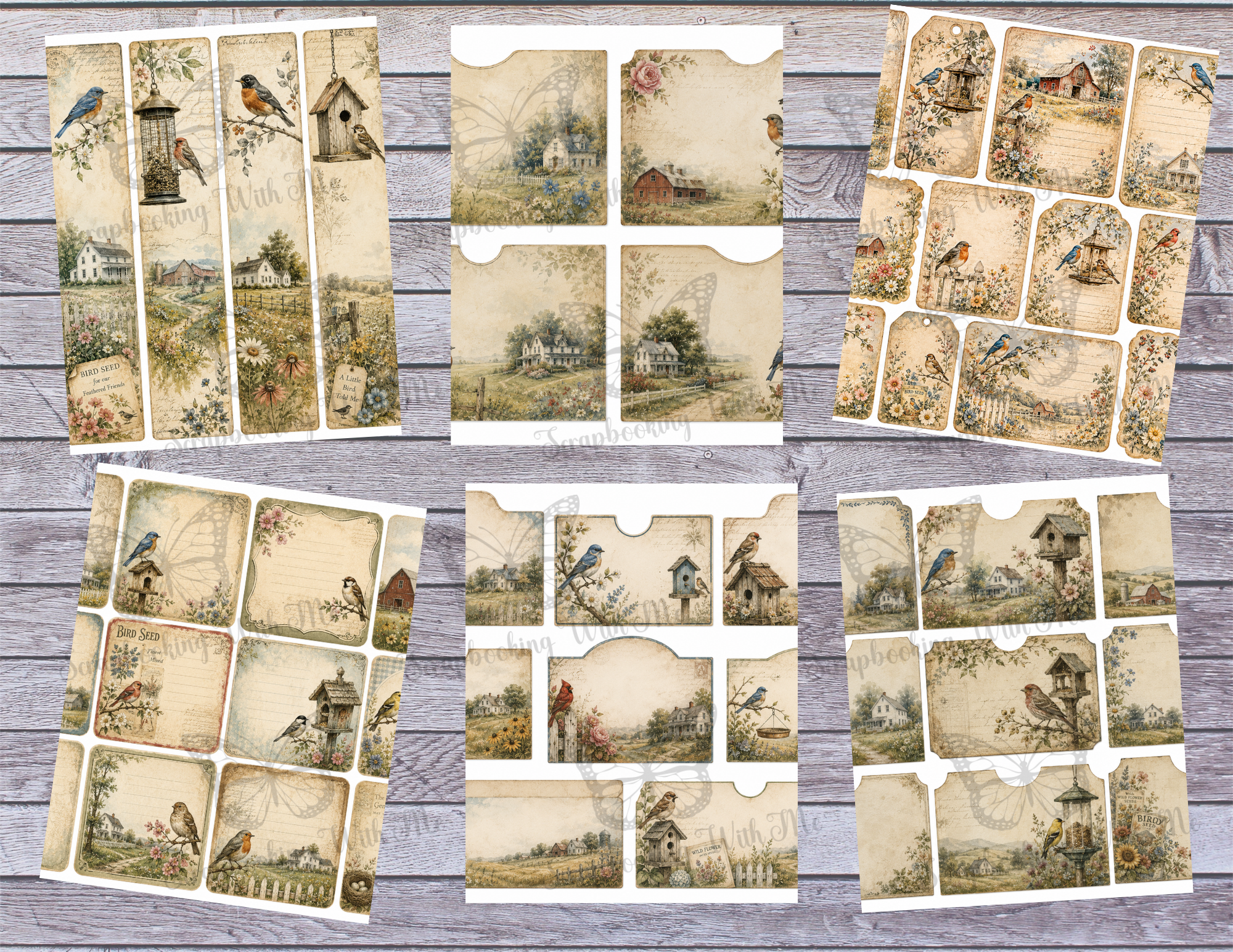 PRINT & SHIP New! Country Birds & Botanicals Journal Kit ~ 30 pages by Melina