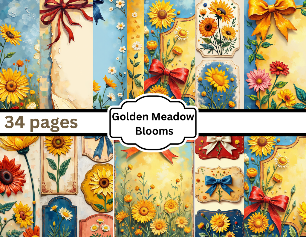 New Golden Meadow Blooms Journal Kit – 34 Pages by Elisha ~ Digital Download