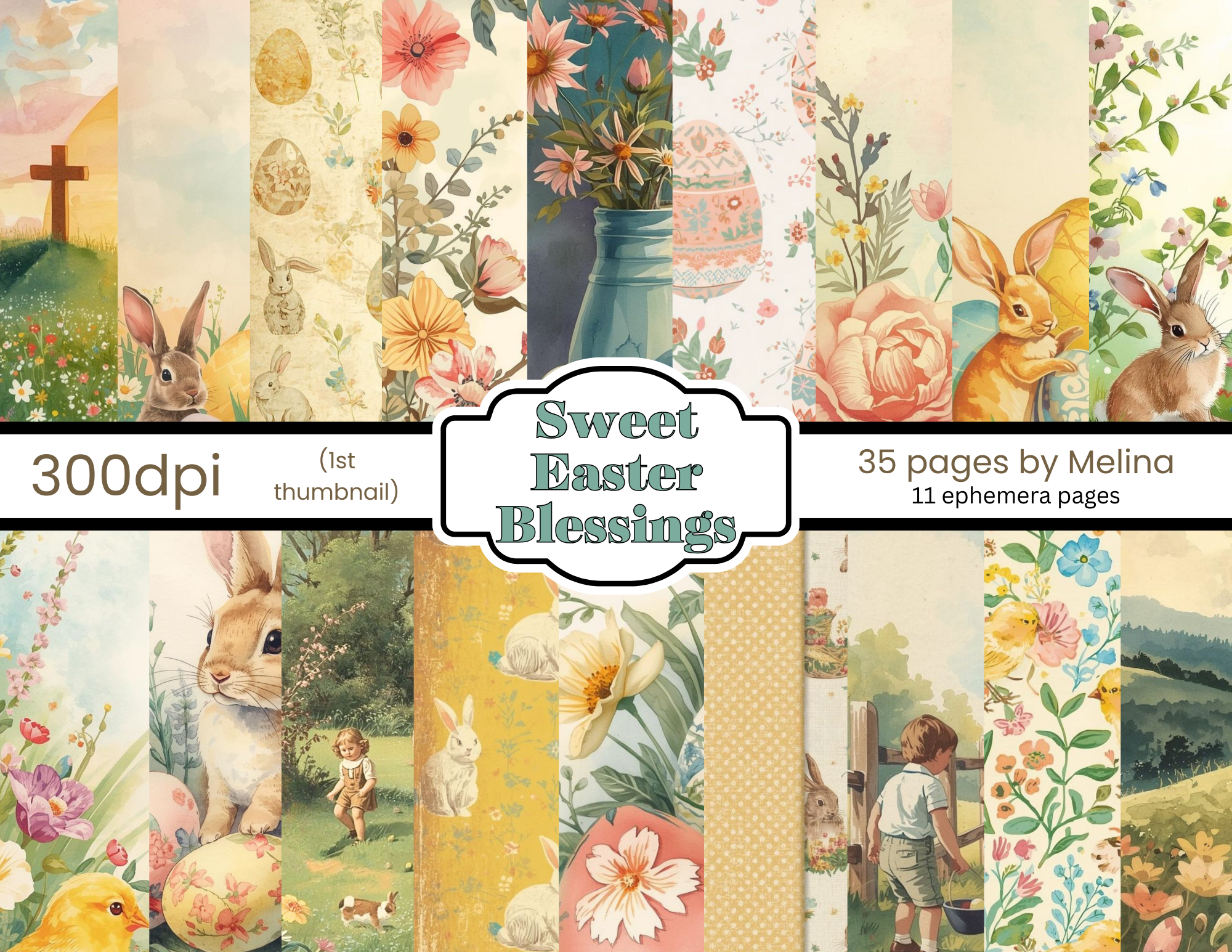 Sweet Easter Blessings – Vintage Easter Digital Journal & Ephemera Collection BY M