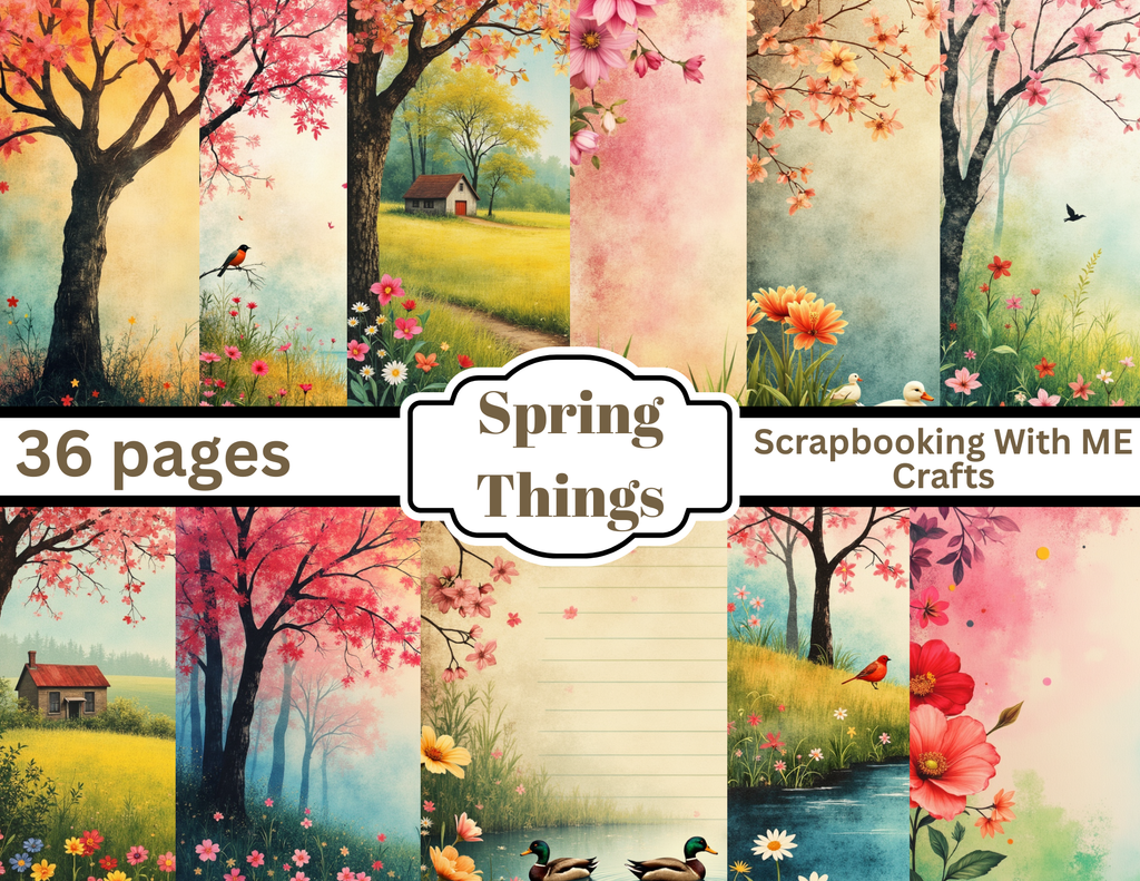 Spring Things Printable Junk Journal Pages | Spring Floral Watercolor PDF