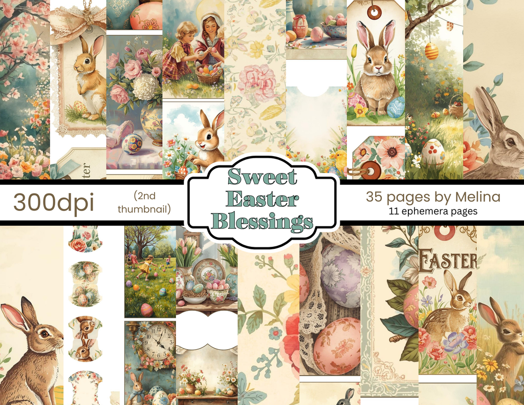 Sweet Easter Blessings – Vintage Easter Digital Journal & Ephemera Collection BY M