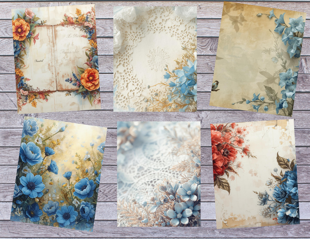 Sketchbook Floral – Painted Floral Junk Journal Digital Kit (36 Pages)