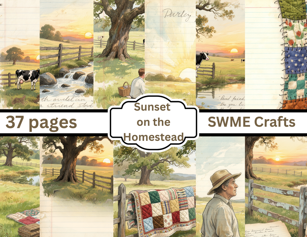 NEW! Sunset on the Homestead Journal Kit – Vintage Farmhouse Paper Pack by Elisha