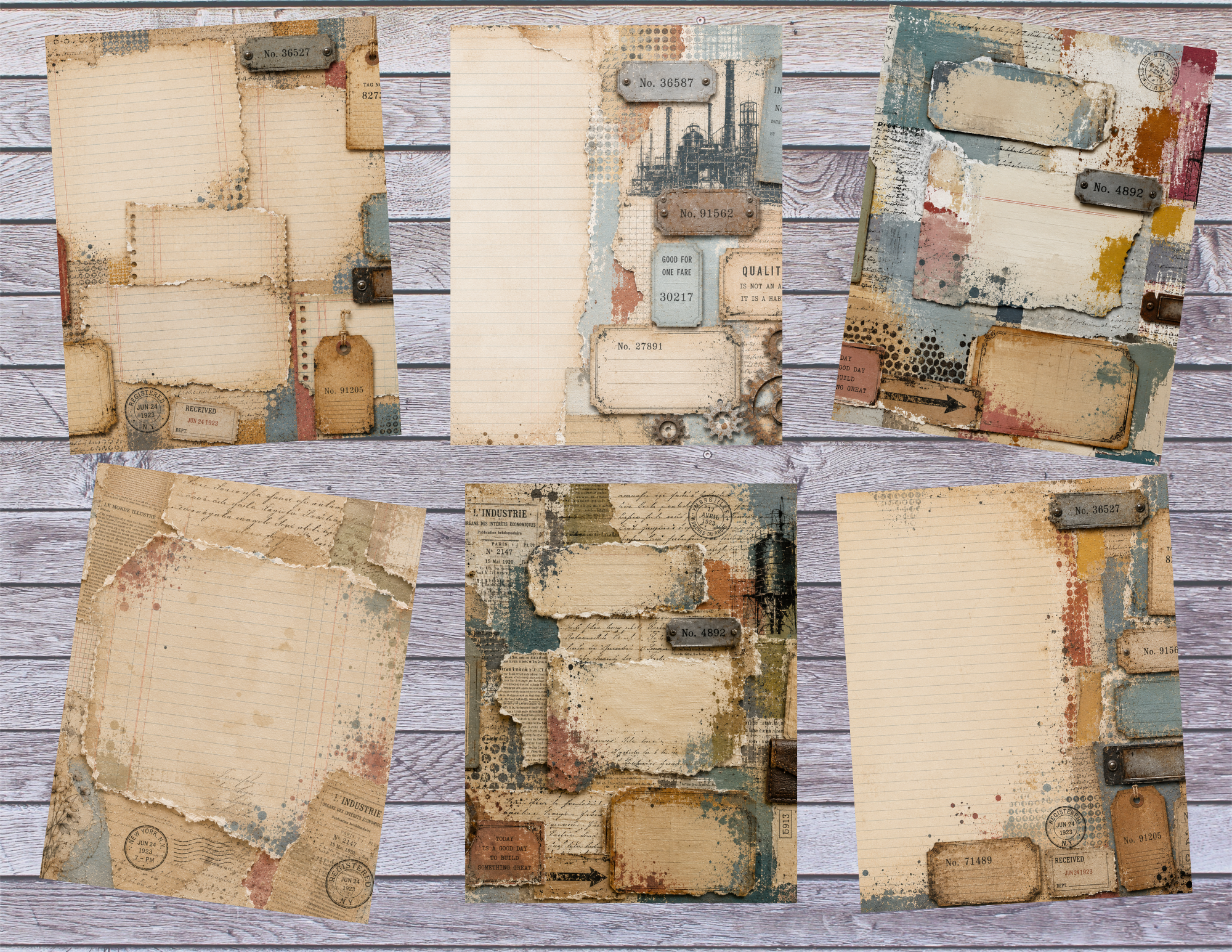 New! PRINT & SHIP Vintage Industrial Paint Digital Journal kit ~ 36 pages by Elisha