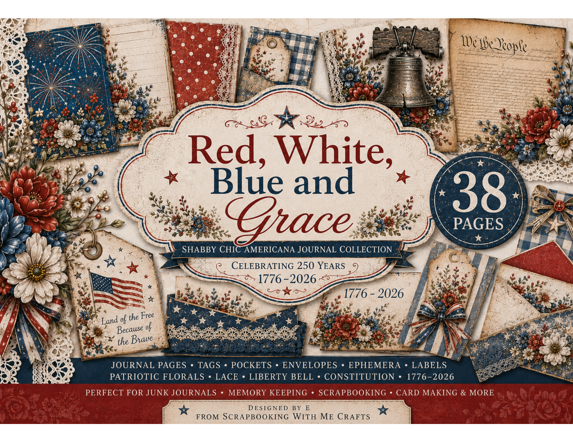 NEW Red, White, Blue & Grace created by E 37 pages