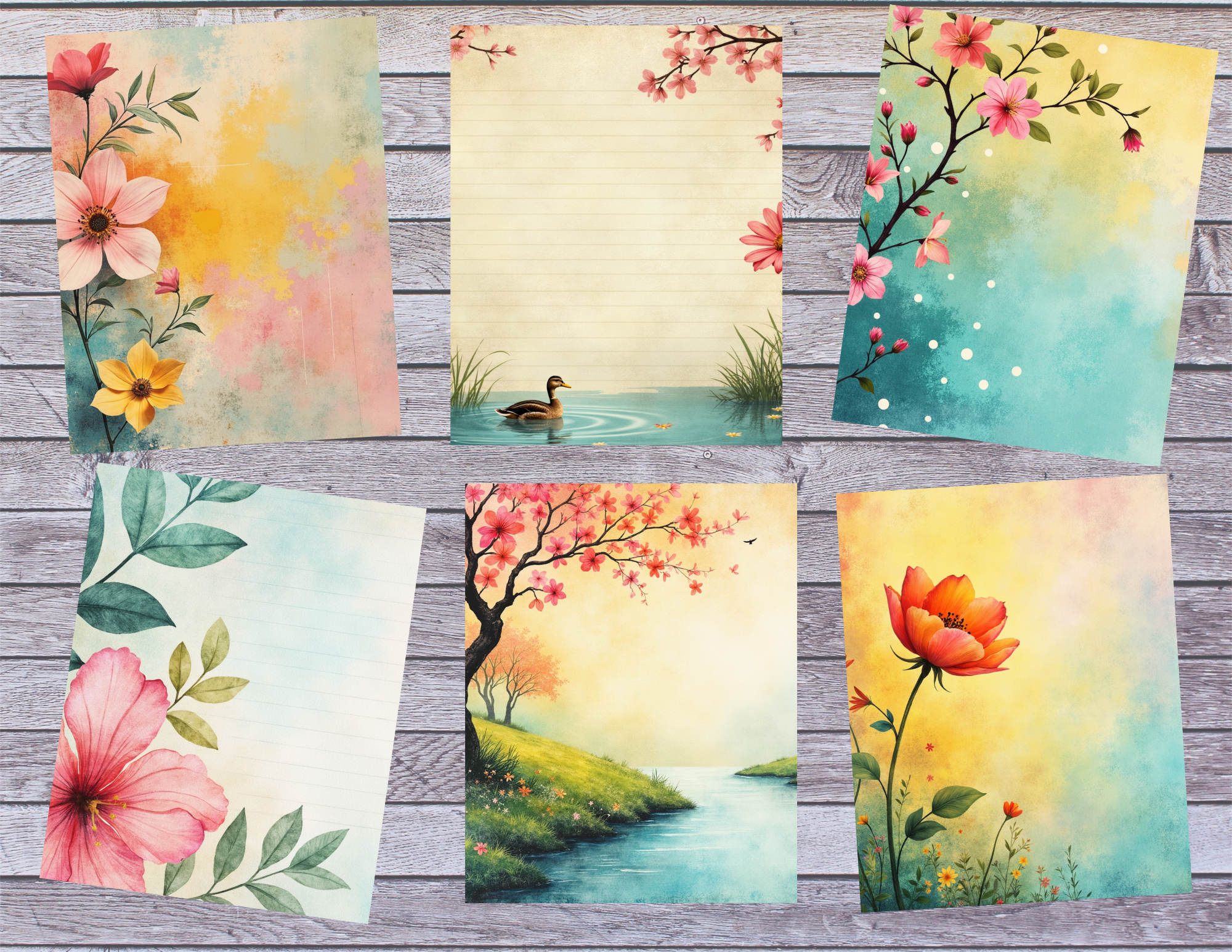 Spring Things Printable Junk Journal Pages | Spring Floral Watercolor PDF