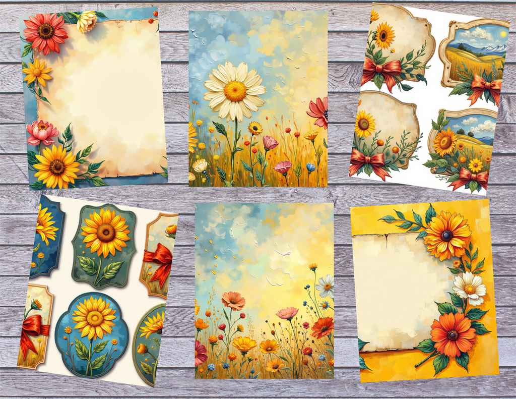 New Golden Meadow Blooms Journal Kit – 34 Pages by Elisha ~ Digital Download