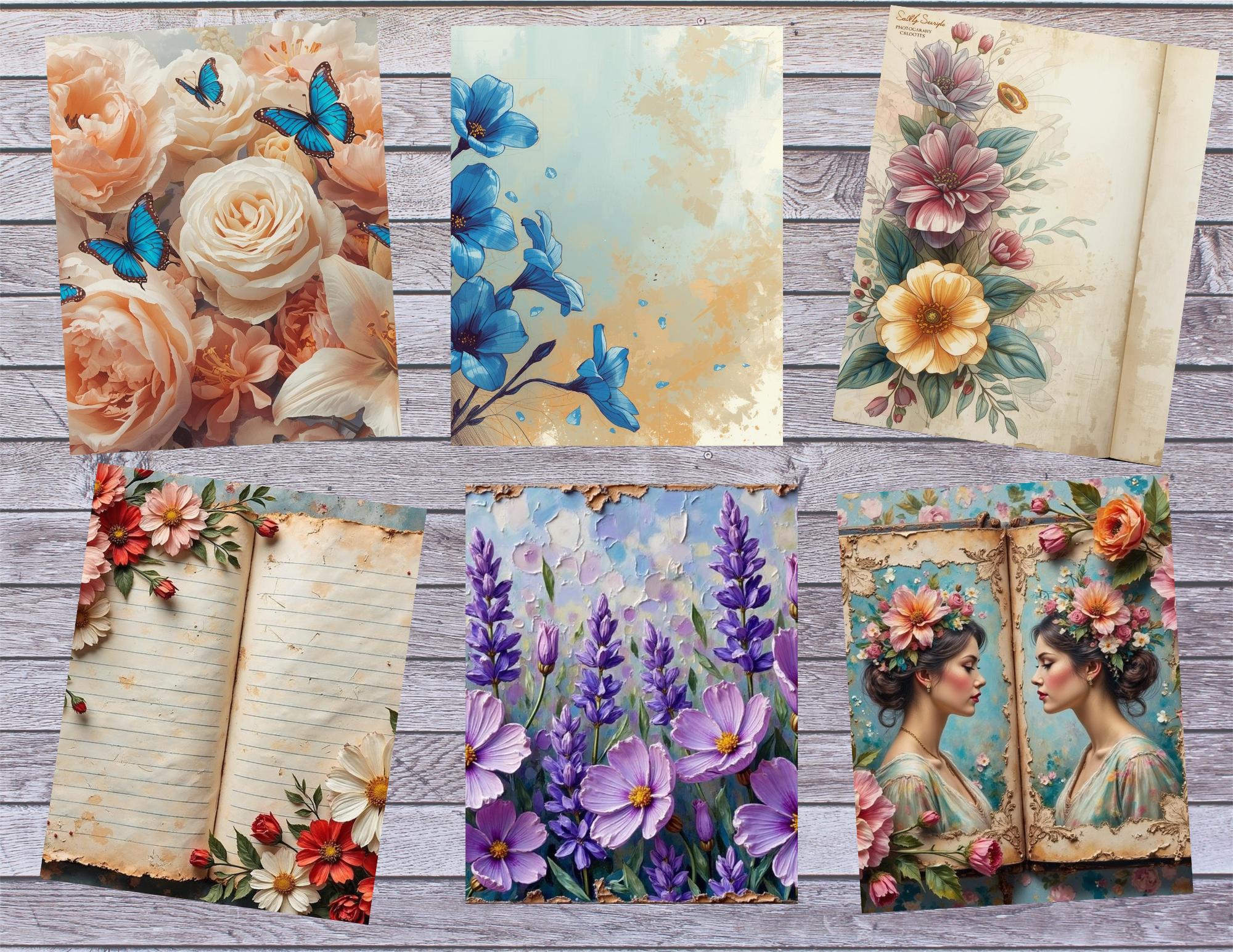 Sketchbook Floral – Painted Floral Junk Journal Digital Kit (36 Pages)