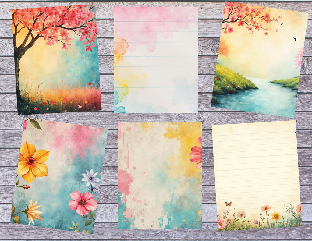 Spring Things Printable Junk Journal Pages | Spring Floral Watercolor PDF