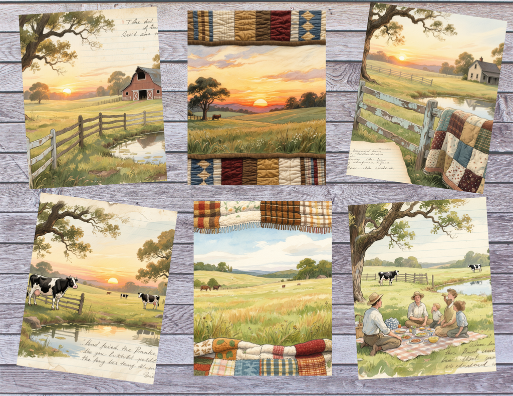 NEW! Sunset on the Homestead Journal Kit – Vintage Farmhouse Paper Pack by Elisha