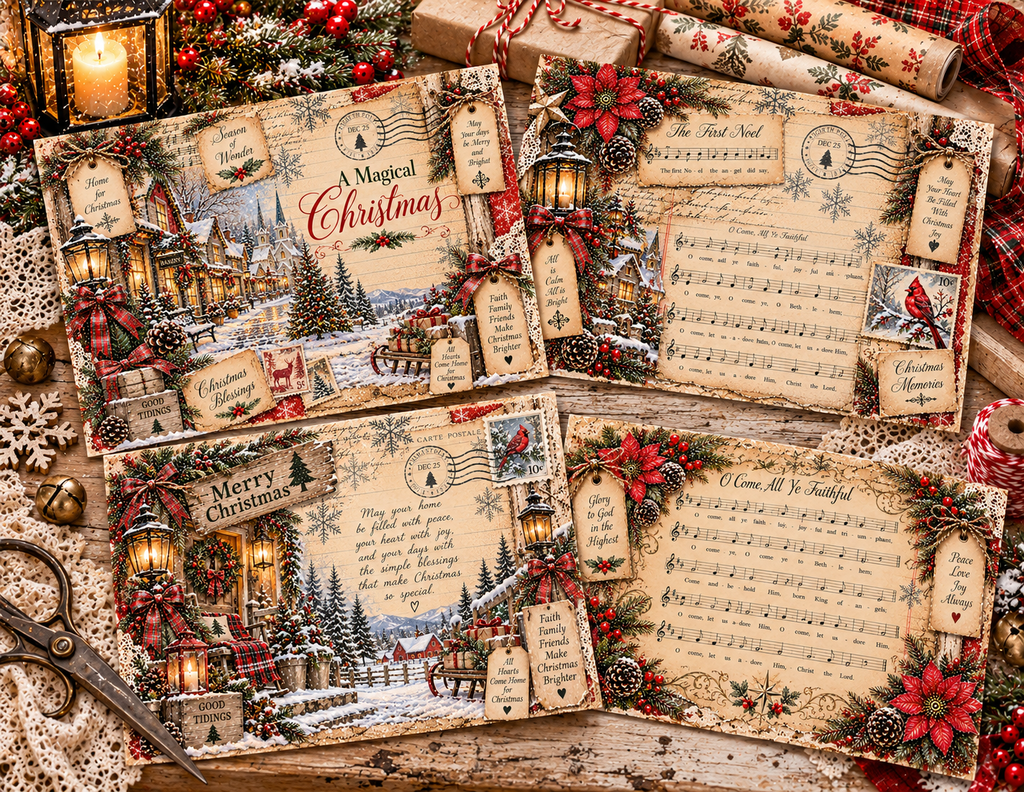 NEW! A Magical Christmas Card – Vintage Christmas Journal Kit by Elisha