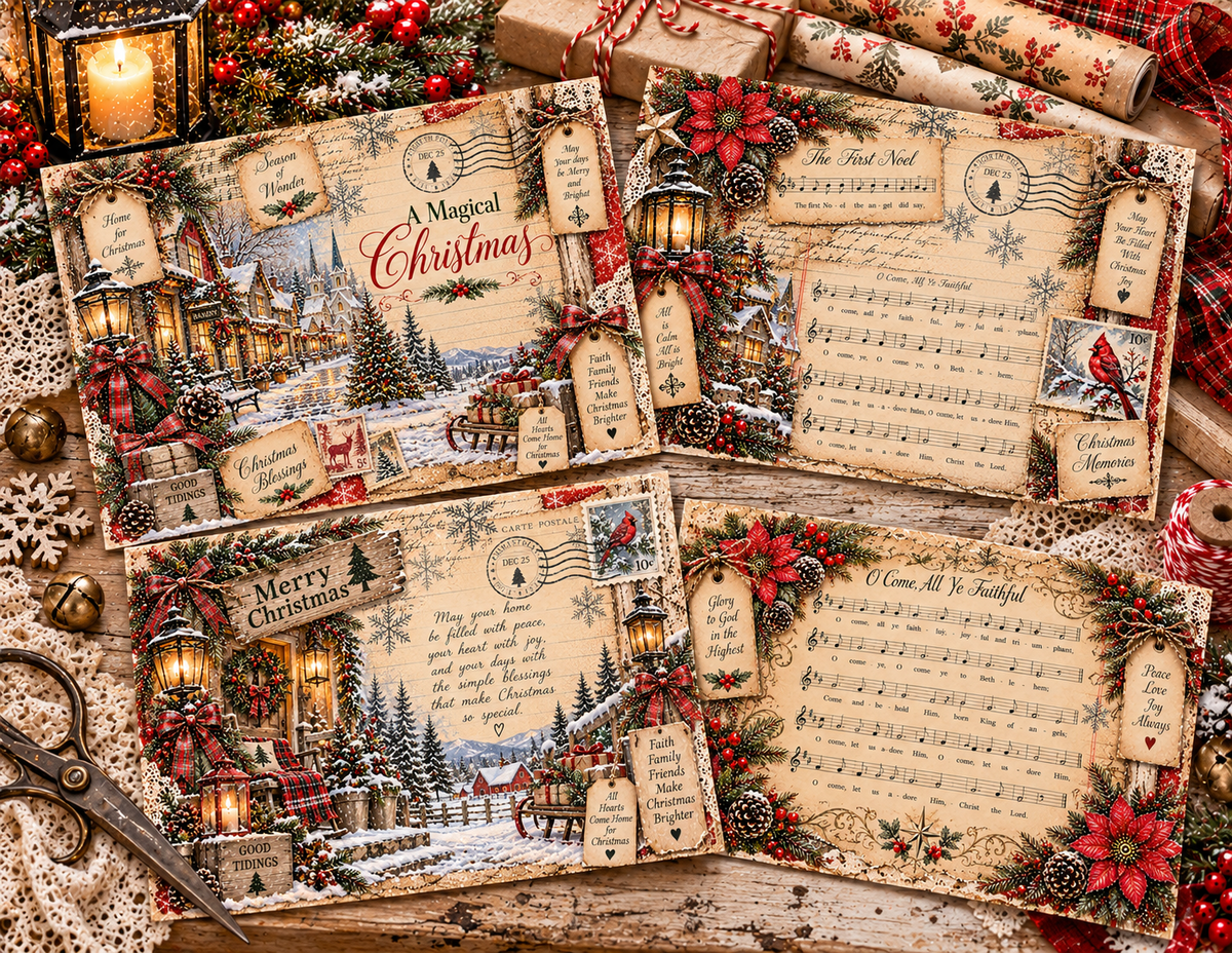NEW! A Magical Christmas Card – Vintage Christmas Journal Kit by Elisha