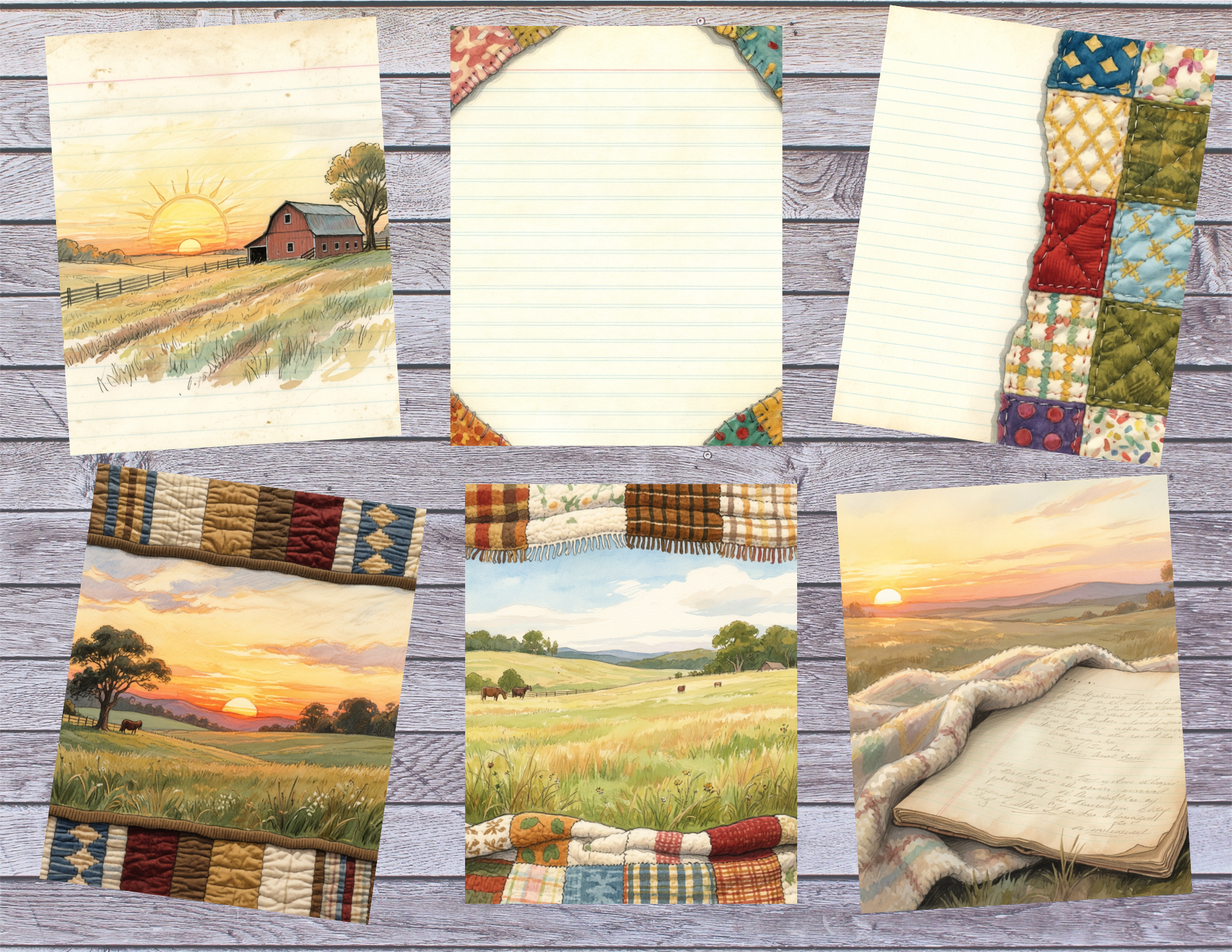 NEW! Sunset on the Homestead Journal Kit – Vintage Farmhouse Paper Pack by Elisha