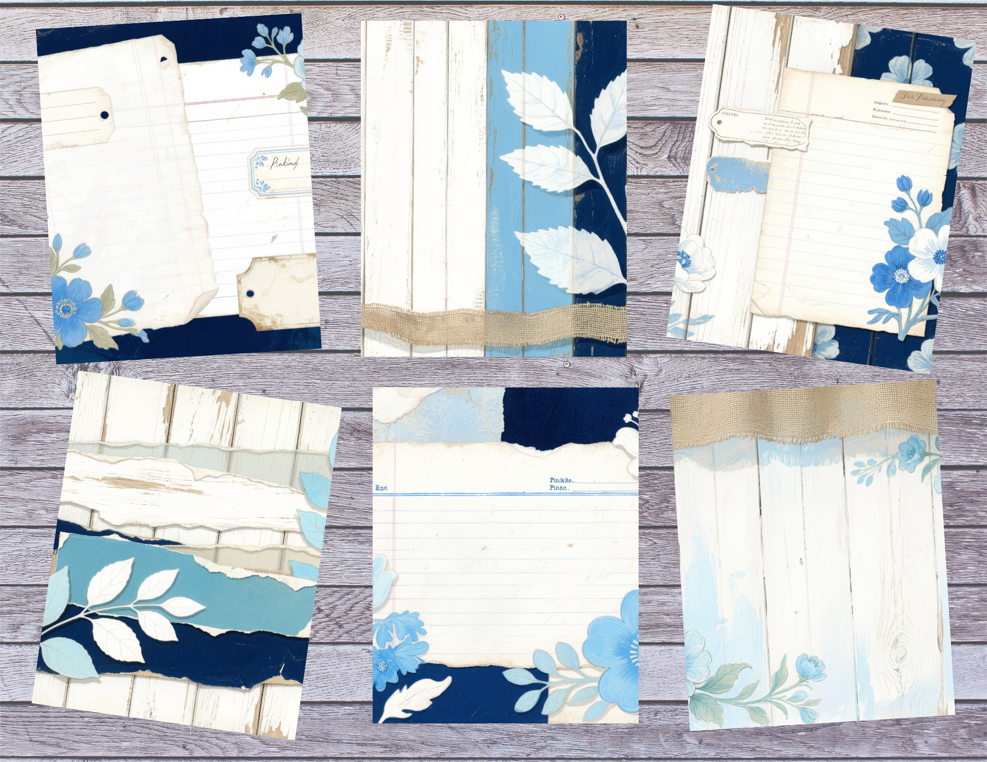 NEW! Blue Cottage Journal Kit – Vintage Farmhouse Floral Paper Pack by Elisha