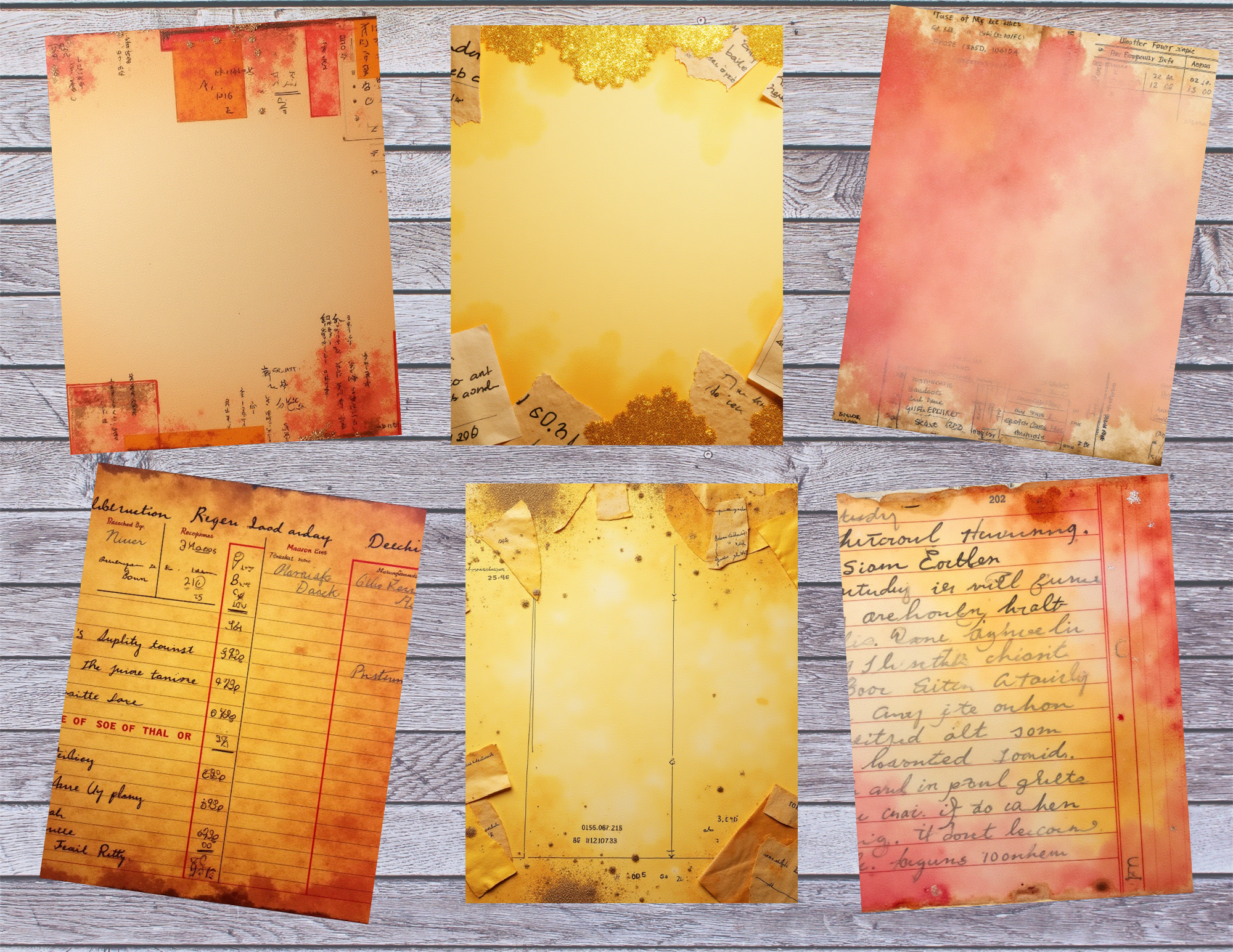 New PRINT & SHIP Grunge Ledger Papers – 43 Pages by Elisha