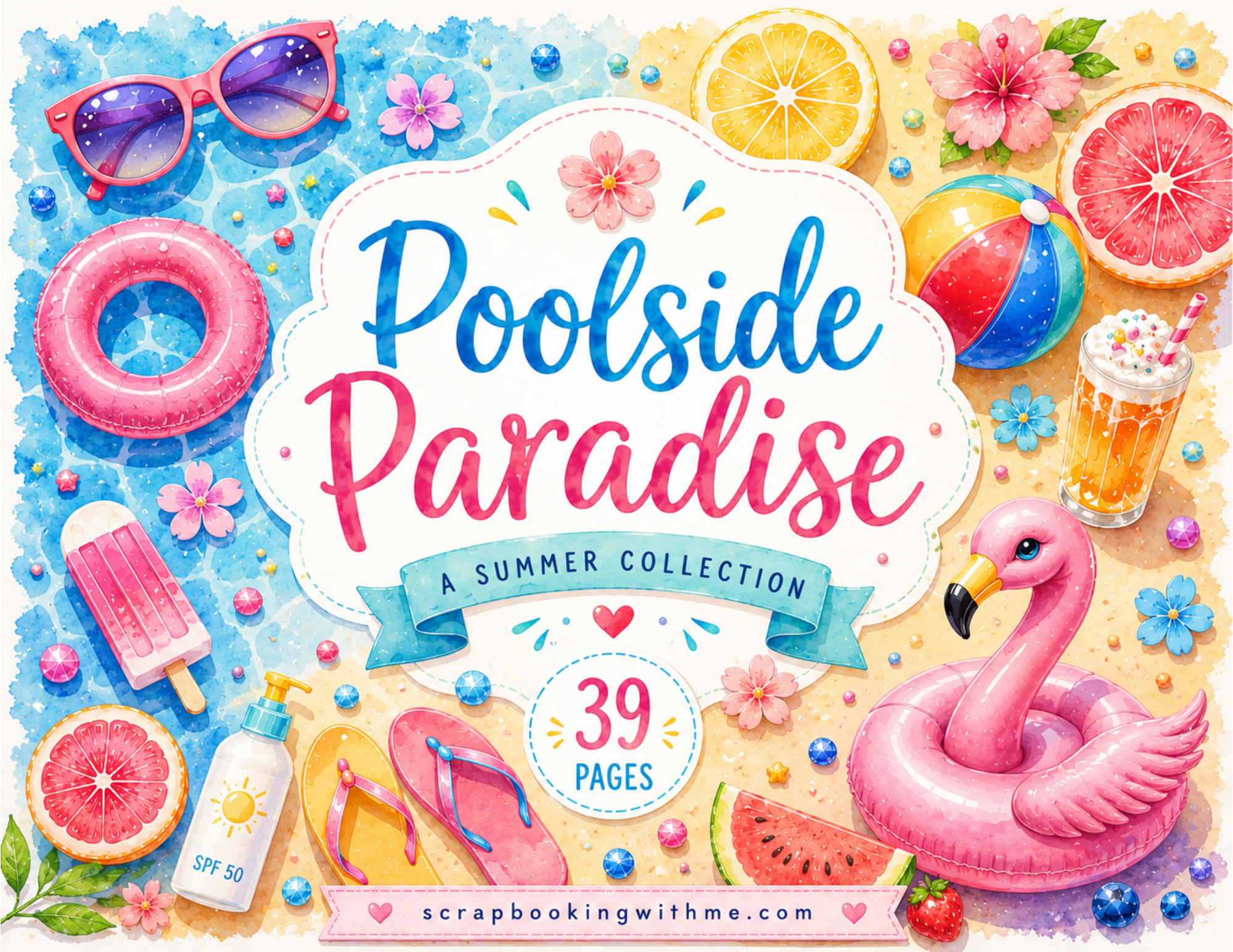 New! Poolside Paradise Digital Journal Kit ~ 39 pages by Elisha