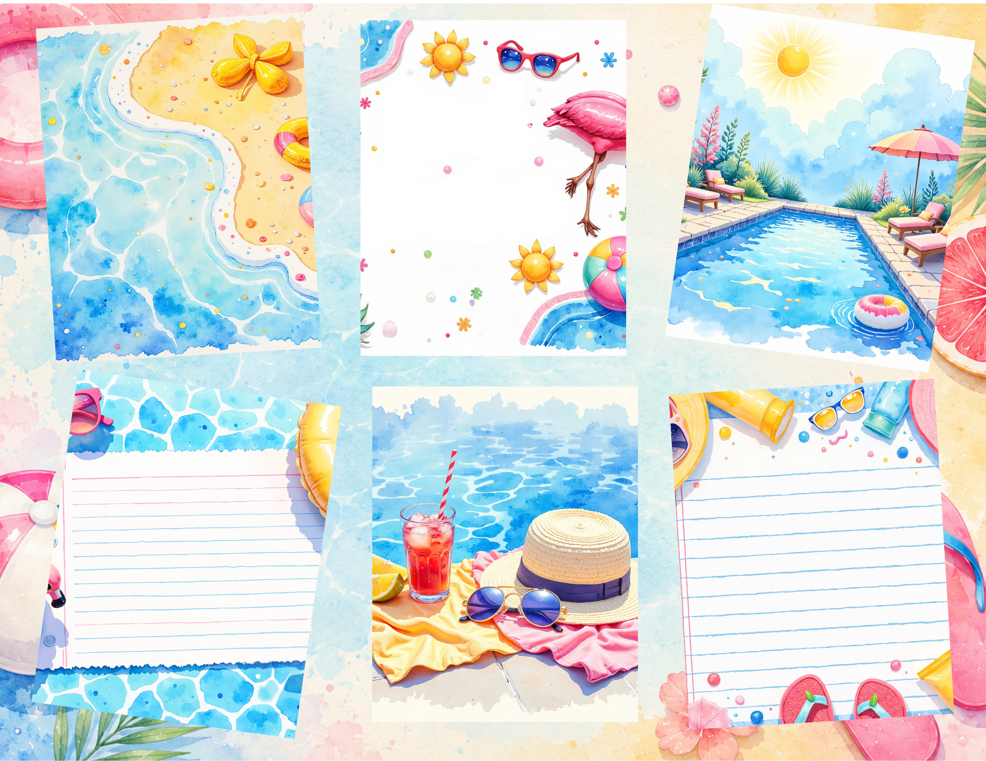 New! Poolside Paradise Digital Journal Kit ~ 39 pages by Elisha