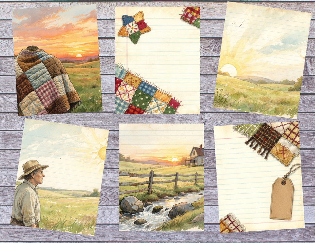 NEW! Sunset on the Homestead Journal Kit – Vintage Farmhouse Paper Pack by Elisha