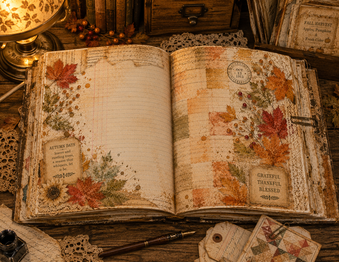 NEW! AUTUMN’S TATTERED PAGES by EL – Vintage Fall Junk Journal Printable Collection