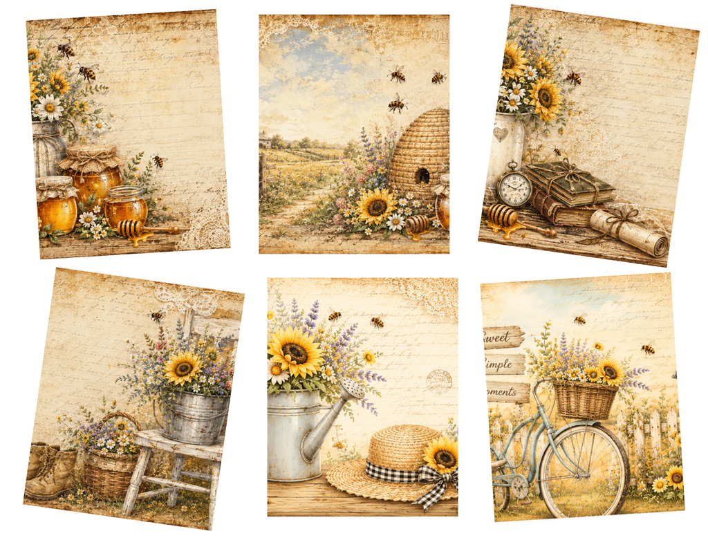 New! Sweet As Sunshine Junk Journal Kit | Digital Journal | Cottage Garden | 40 Page, by E