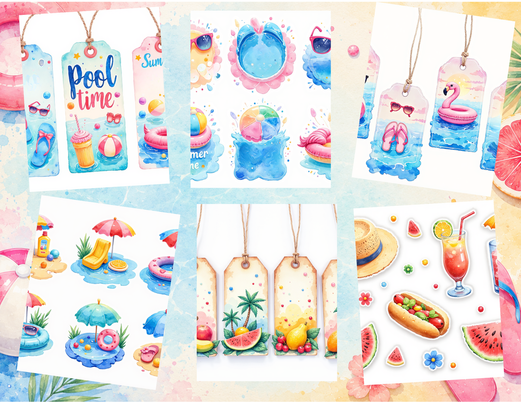 PRINT & SHIP Poolside Paradise Journal Kit ~ 39 pages by Elisha