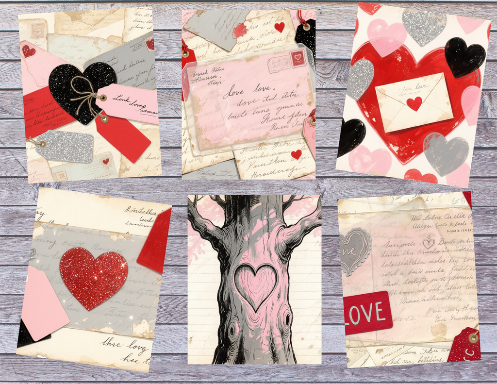 Ace Of Hearts – Valentine Junk Journal Pages | Romantic Vintage Love Digital Kit