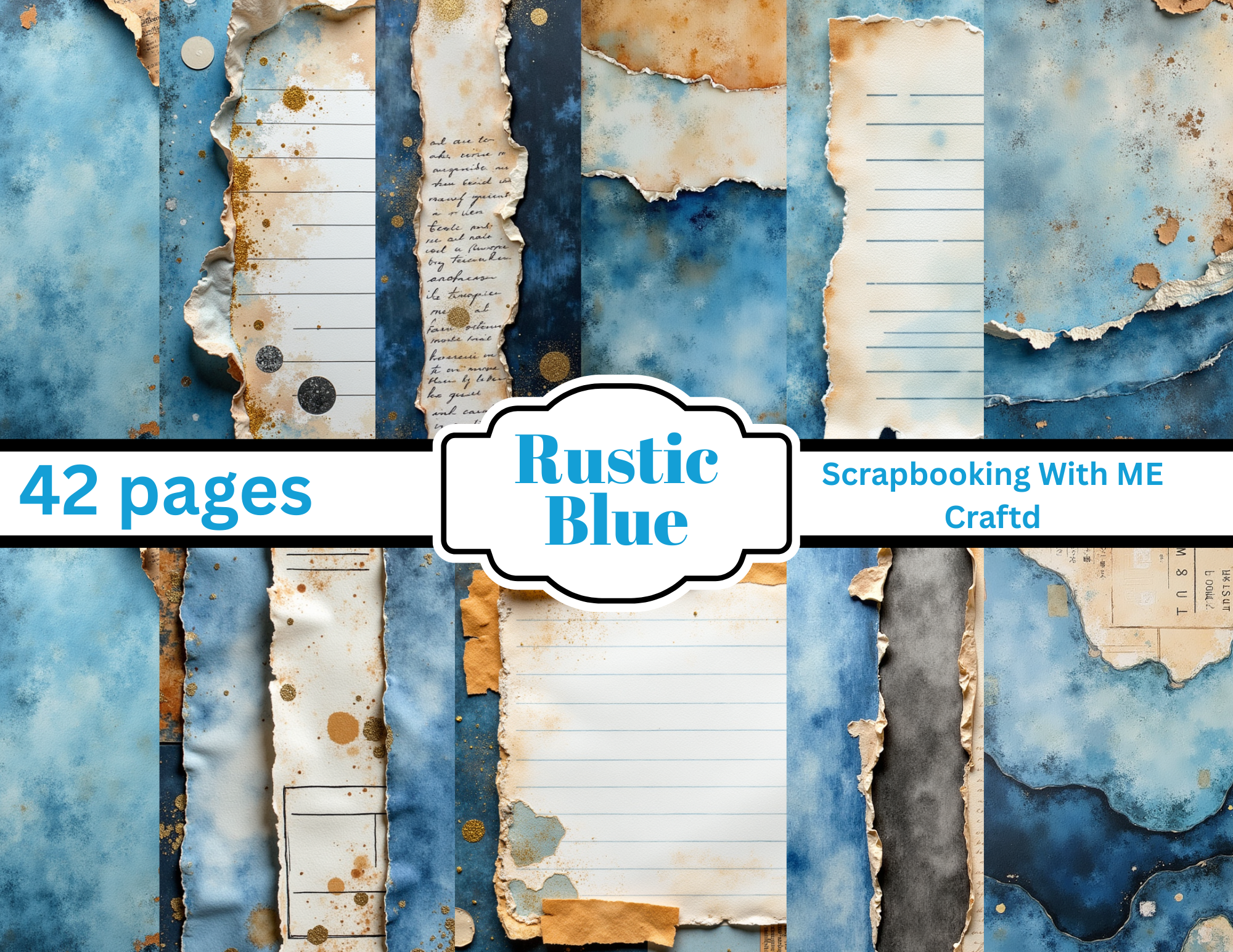 New Rustic Blue Journal Printable Kit – 42 Pages by ELISHA