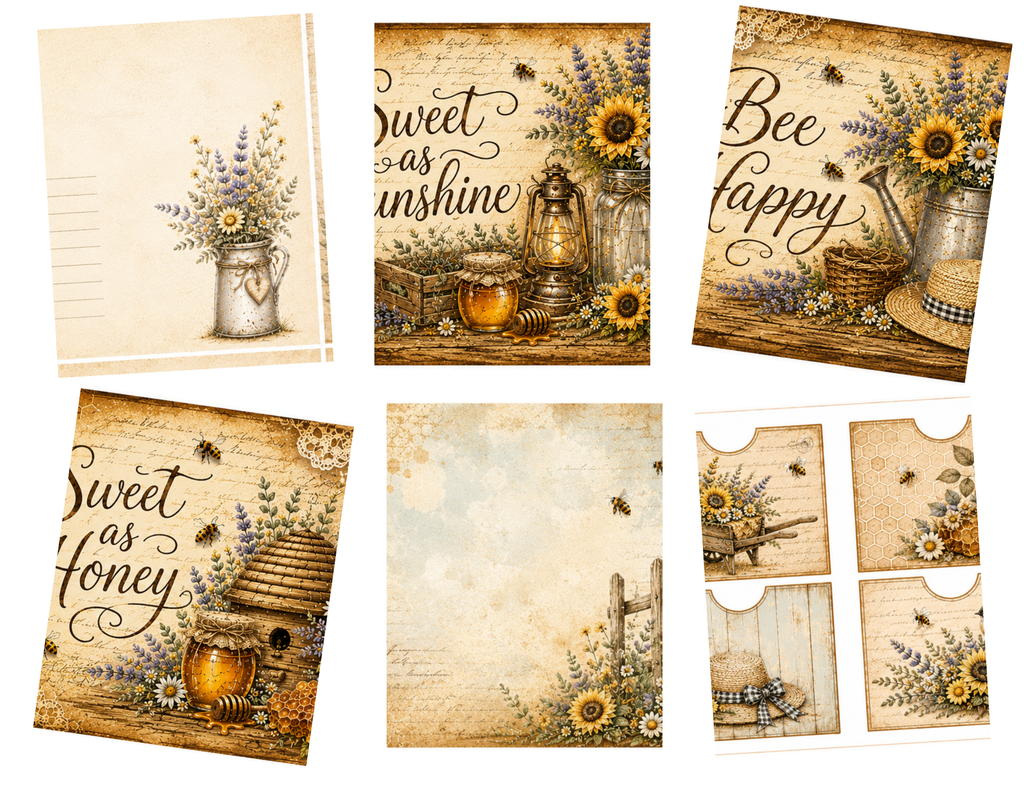 New! Sweet As Sunshine Junk Journal Kit | Digital Journal | Cottage Garden | 40 Page, by E