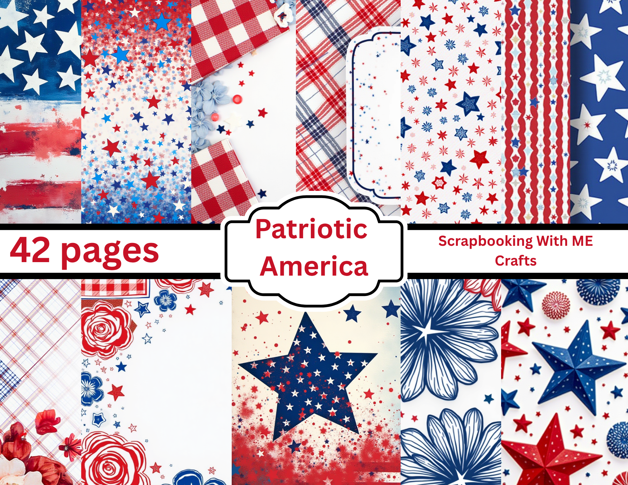 Print and Ship New Patriotic America Journal Kit – 84 Page Red White & Blue Printable Collection (Copy)