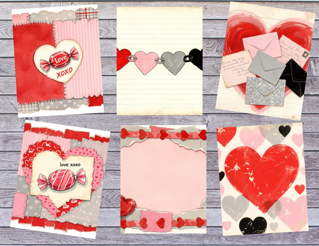 Ace Of Hearts – Valentine Junk Journal Pages | Romantic Vintage Love Digital Kit