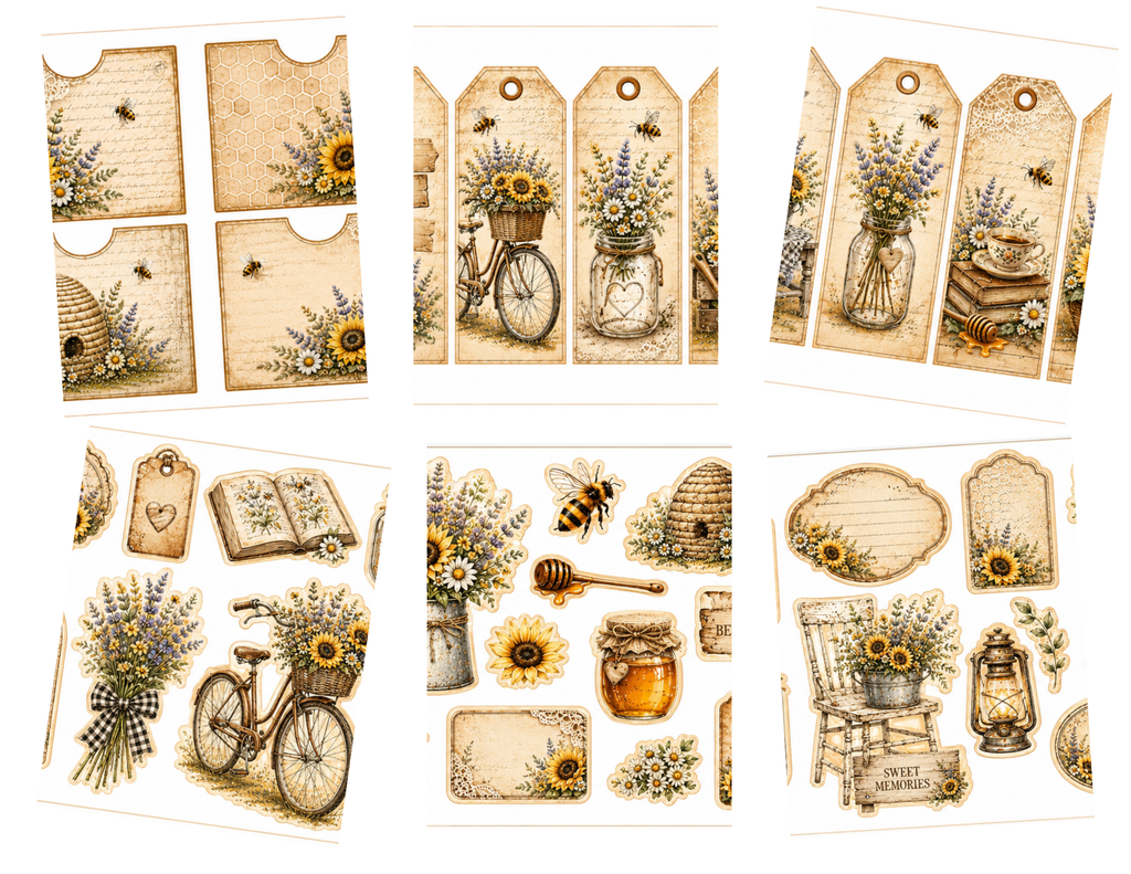 New! Sweet As Sunshine Junk Journal Kit | Digital Journal | Cottage Garden | 40 Page, by E