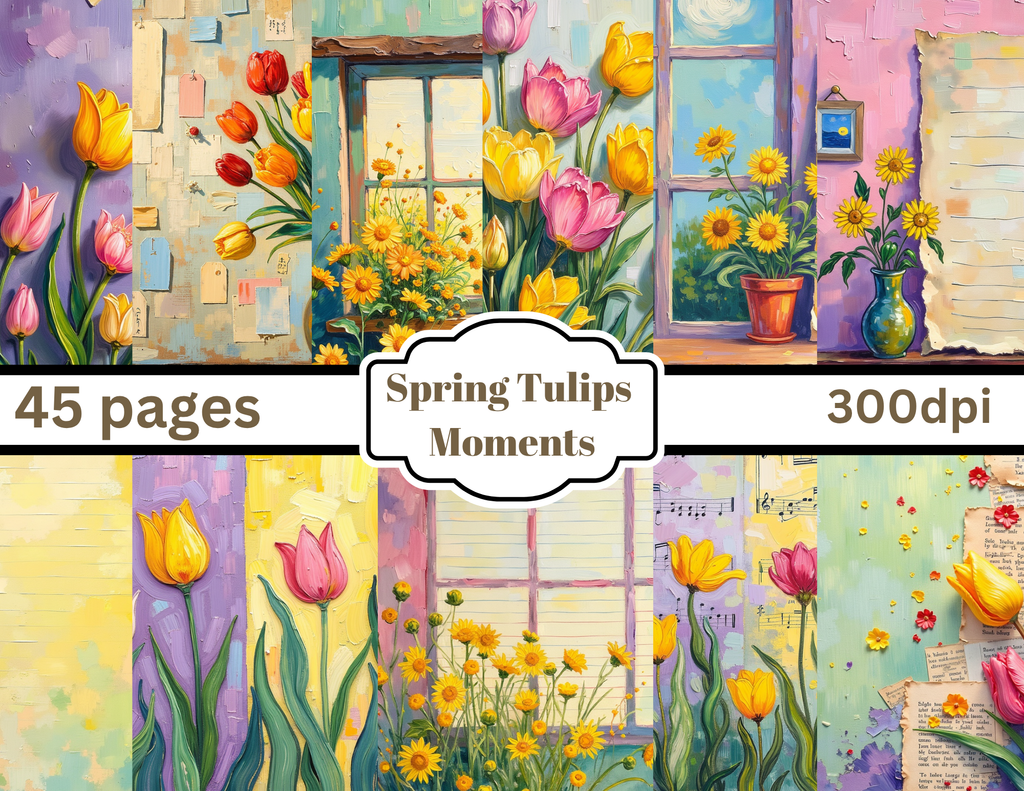 Spring Tulips Moments | Vintage Tulip Journal Kit | 43 Pages by Elisha