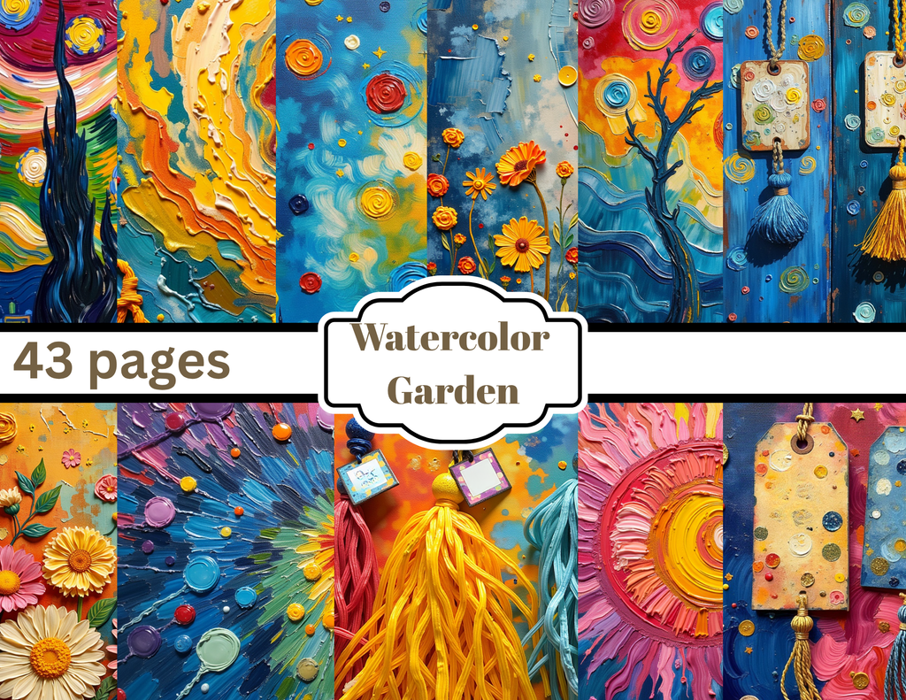 Watercolor Garden Mixed Media Kit – 43 Pages by Elisha