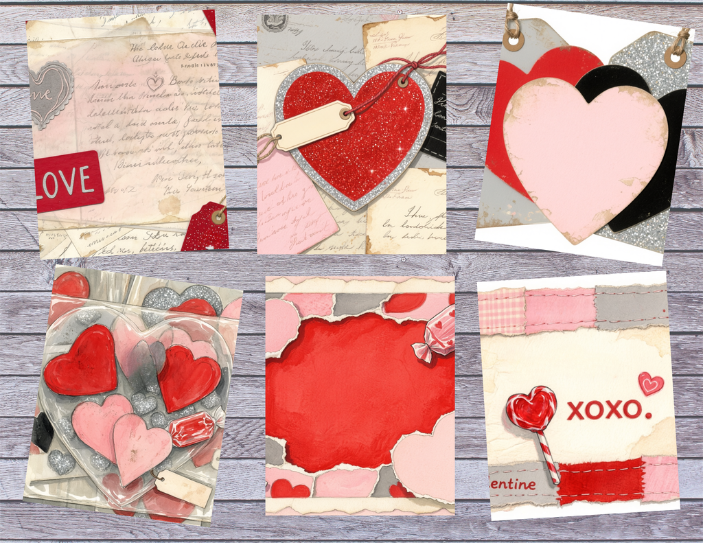 Ace Of Hearts – Valentine Junk Journal Pages | Romantic Vintage Love Digital Kit