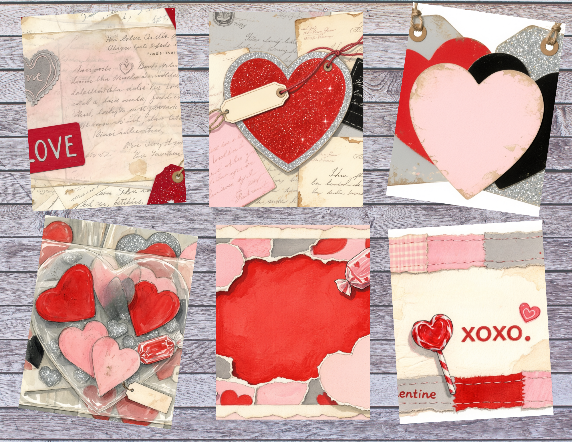 Ace Of Hearts – Valentine Junk Journal Pages | Romantic Vintage Love Digital Kit
