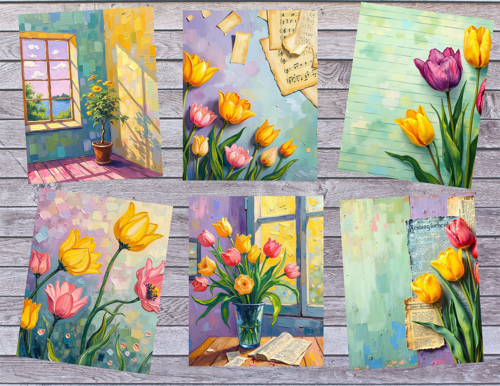 Spring Tulips Moments | Vintage Tulip Journal Kit | 43 Pages by Elisha