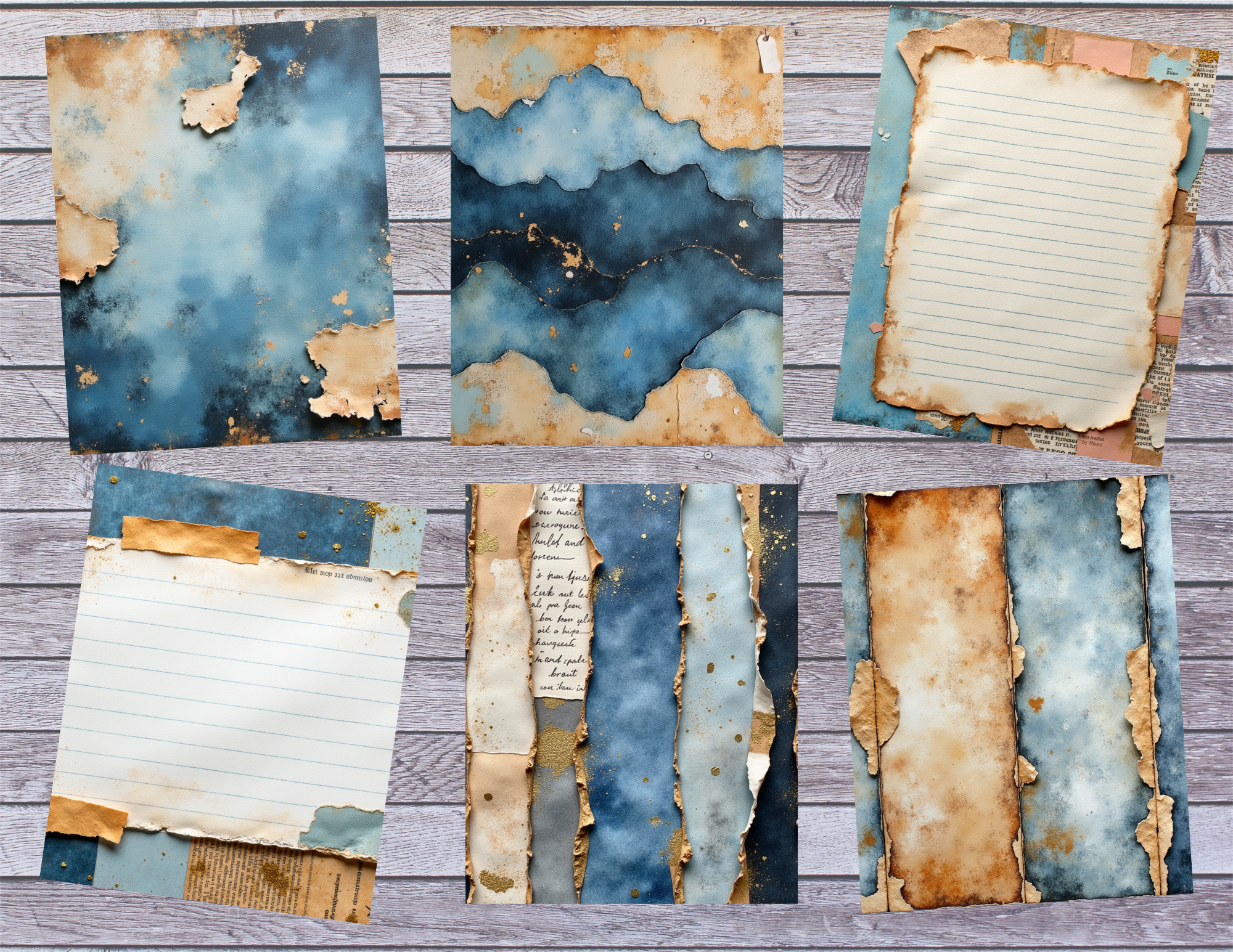 New Rustic Blue Journal Printable Kit – 42 Pages by ELISHA