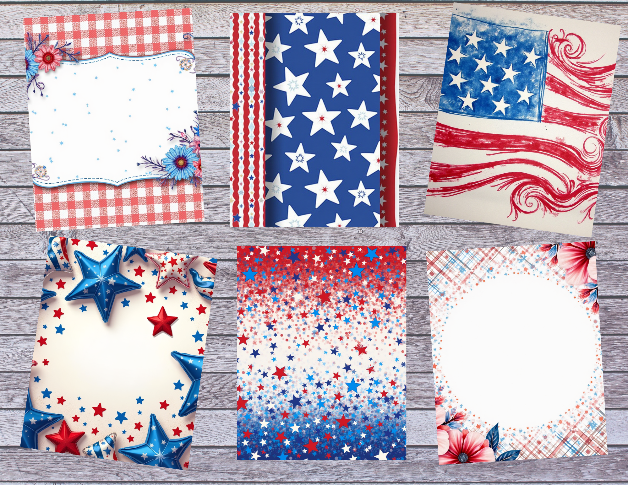 Print and Ship New Patriotic America Journal Kit – 84 Page Red White & Blue Printable Collection (Copy)