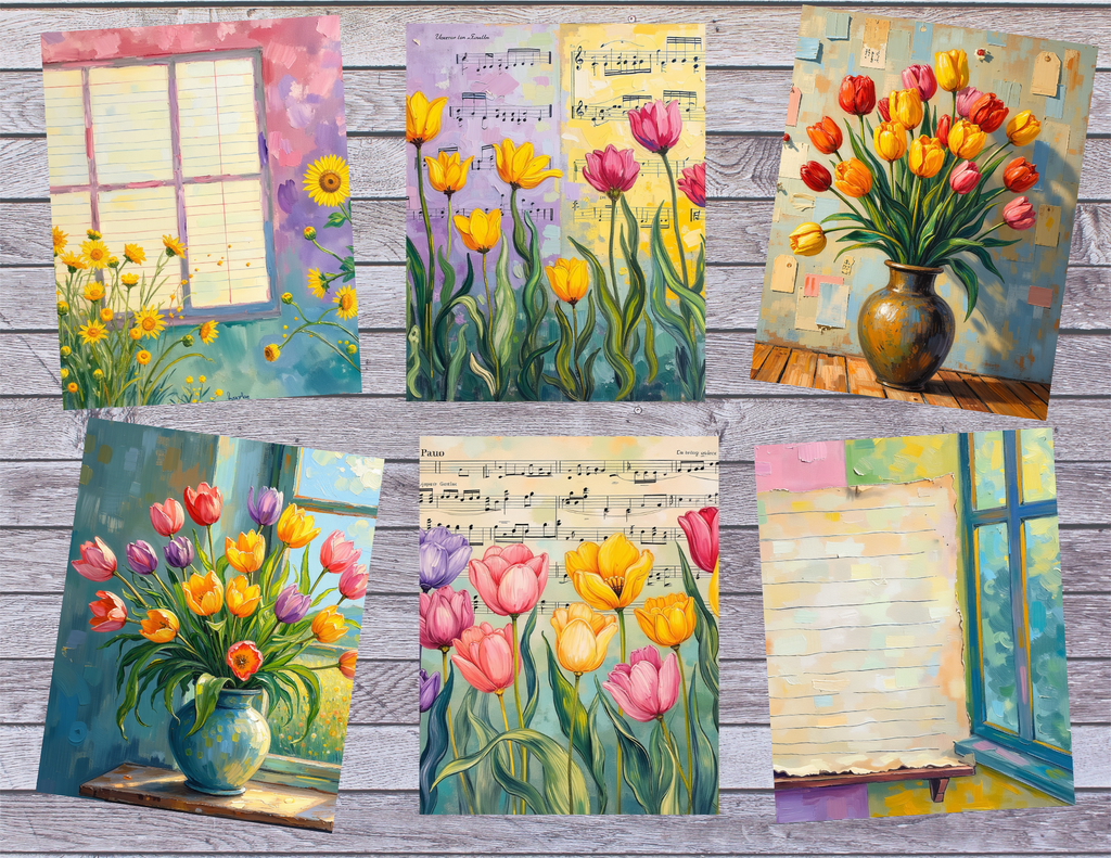 Spring Tulips Moments | Vintage Tulip Journal Kit | 43 Pages by Elisha