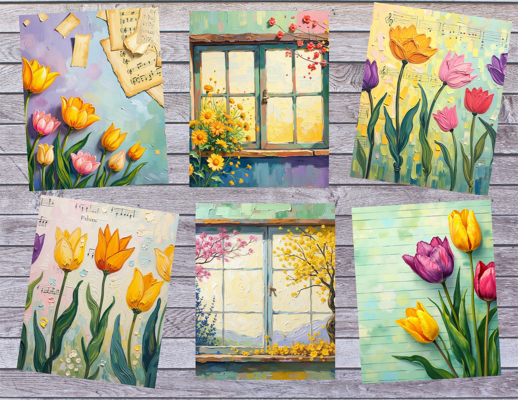 Spring Tulips Moments | Vintage Tulip Journal Kit | 43 Pages by Elisha