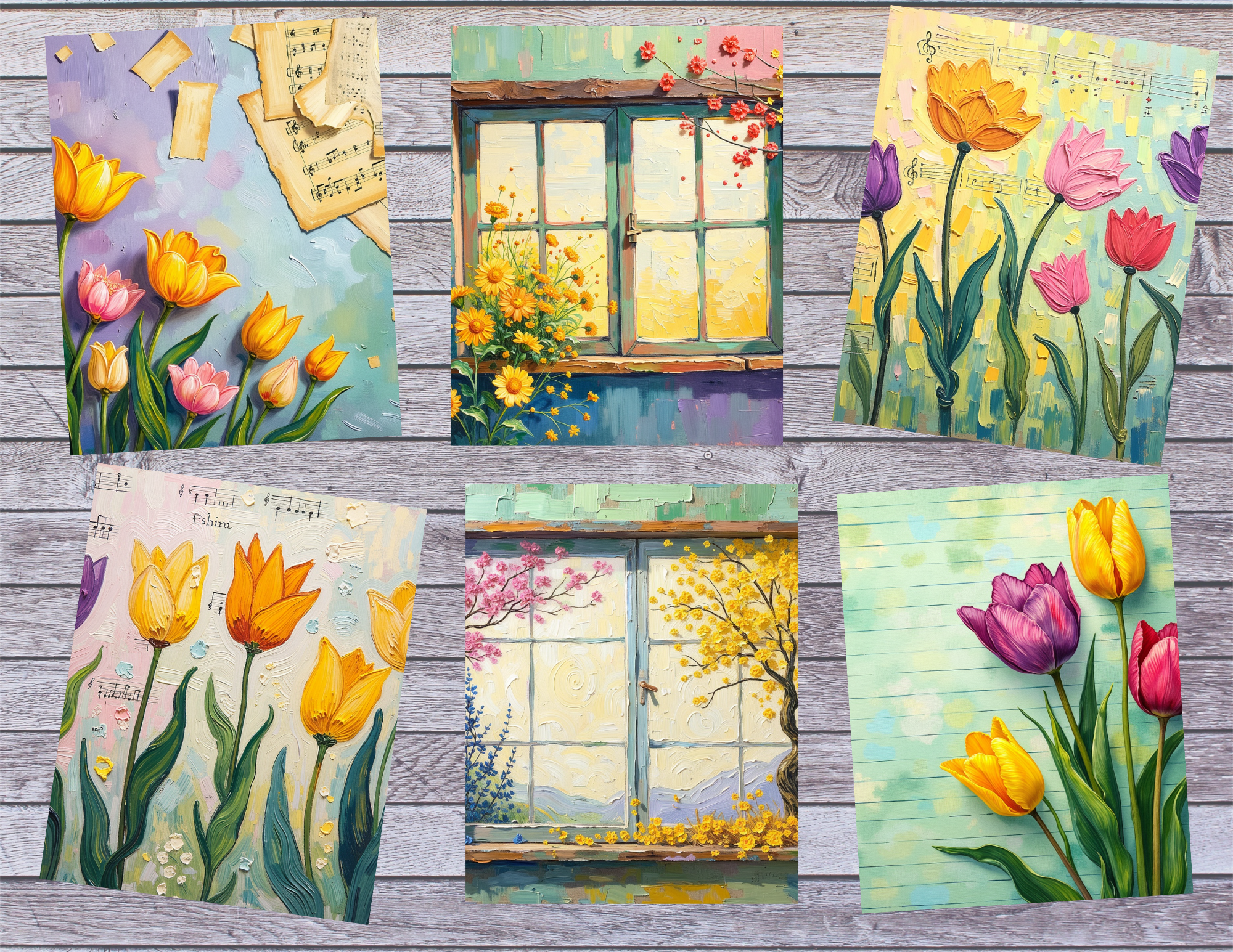 New! PRINT & SHIP Spring Tulips Moments | Vintage Tulip Journal Kit | 45 Pages by Elisha