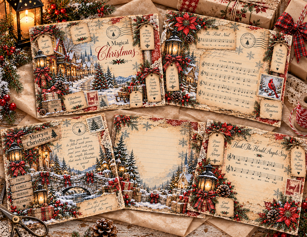 NEW! A Magical Christmas Card – Vintage Christmas Journal Kit by Elisha