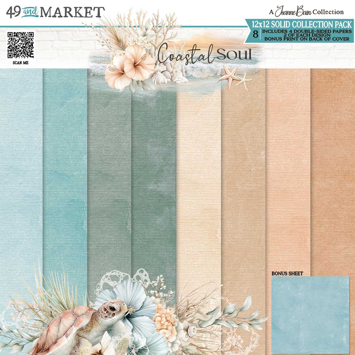 NEW! 49 & MKT COASTAL SOUL 12X12 SOLIDS COLLECTION PK