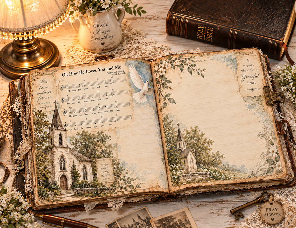 Print and Ship - The Old Church House by M | Vintage Church Journal Kit | 46 Printed Pages
