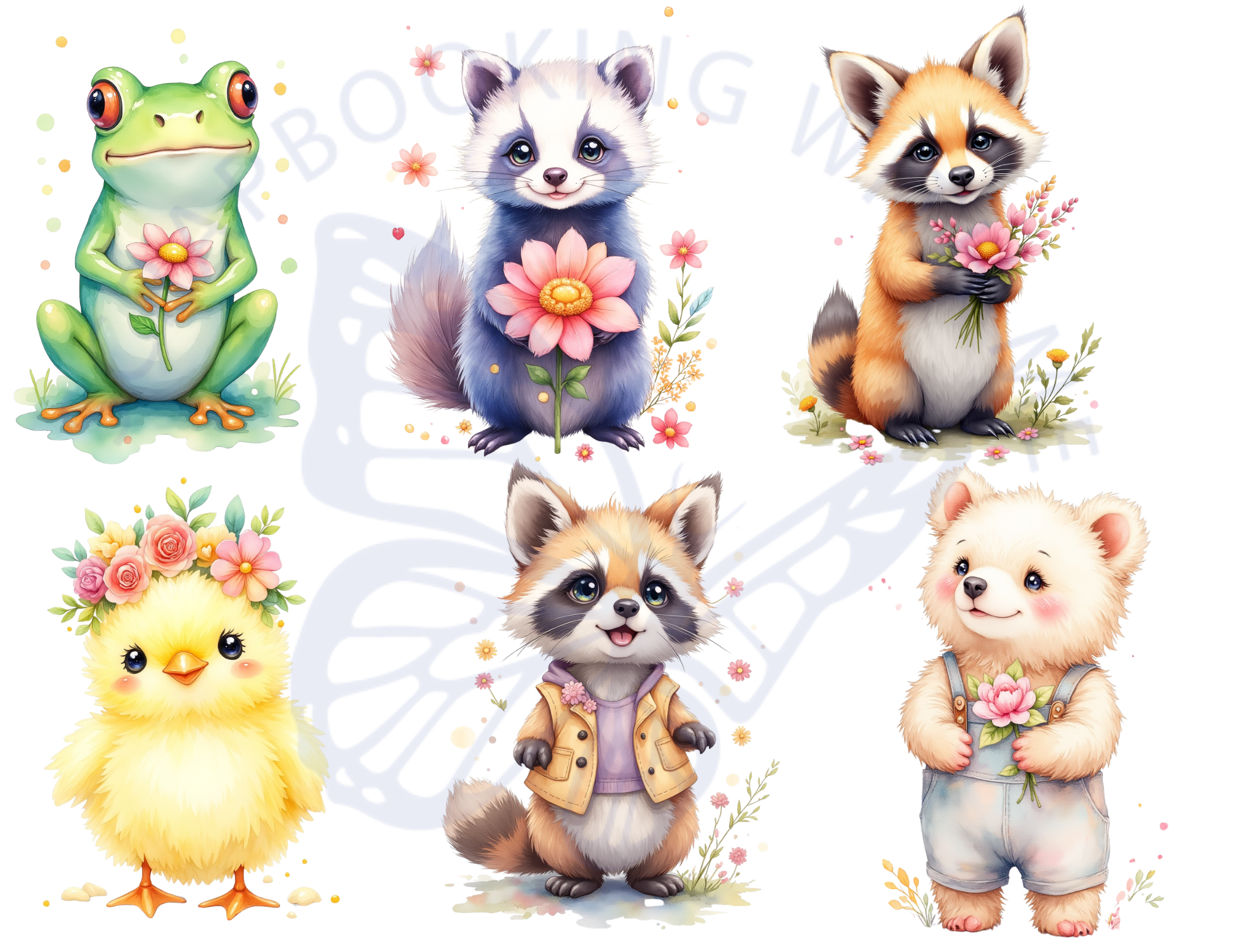 Little Critters Spring Clipart, Cute Animal Fussy Cut, Ephemera by E